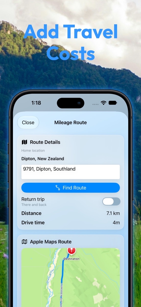 Add travel costs with Apple Maps