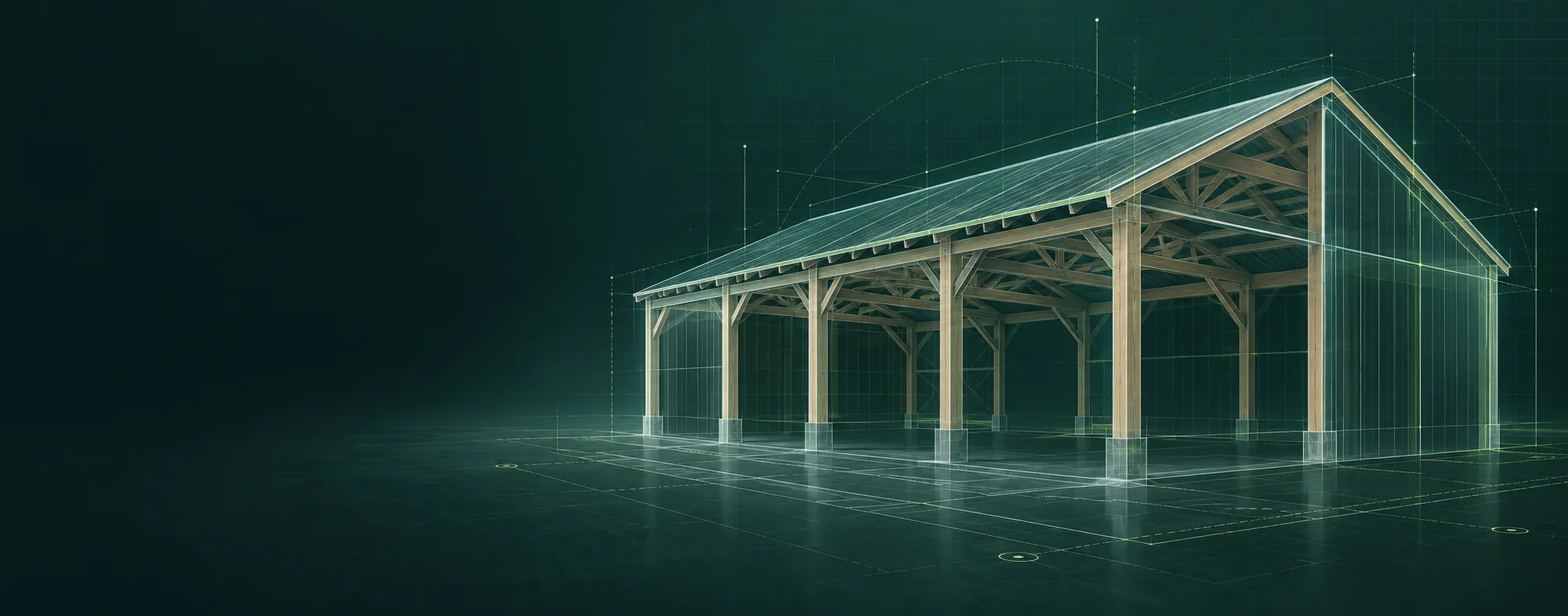 ShedSpecs pole shed visualisation with structural drawing lines